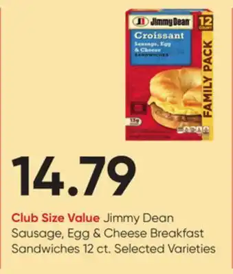 Stater Bros Jimmy dean sausage, egg & cheese breakfast sandwiches offer