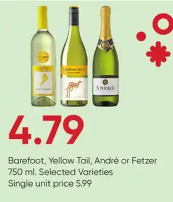 Stater Bros Barefoot, yellow tail, andré or fetzer offer