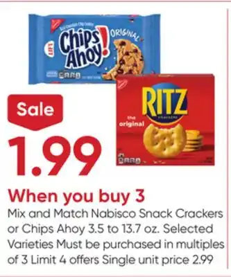 Stater Bros Nabisco snack crackers or chips ahoy offer