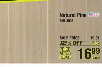 Menards Natural pine offer