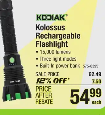 Menards Vkolossus rechargeable flashlight offer
