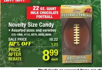 Menards Novelty size candy offer
