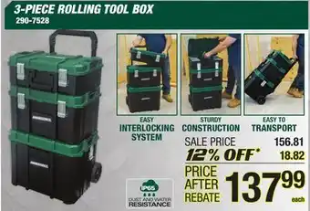 Menards 3-piece rolling tool box offer
