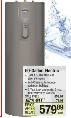Menards 50-gallon electric offer
