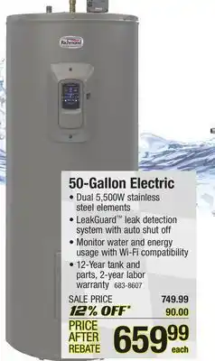 Menards 50-gallon electric offer