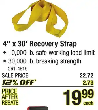 Menards 4 x 30' recovery strap offer
