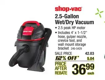 Menards 2.5-gallon wet/dry vacuum offer