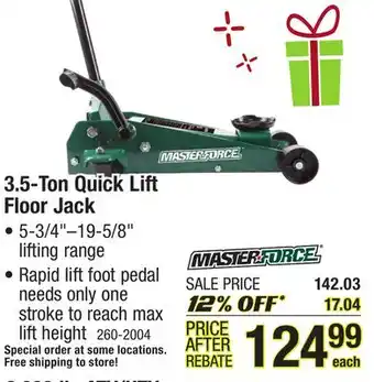 Menards 3.5-ton quick lift floor jack offer