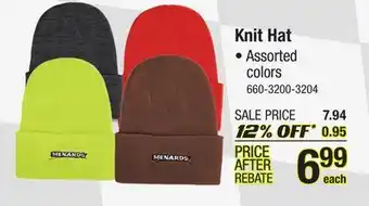 Menards Knit hat offer