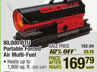 Menards 80,000 btu portable forced air multi-fuel offer