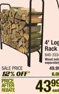 Menards 4' log rack offer