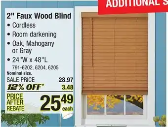 Menards 2 faux wood blind offer