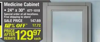 Menards Medicine cabinet offer