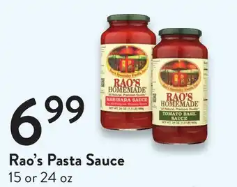 Fresh Thyme Rao's pasta sauce offer