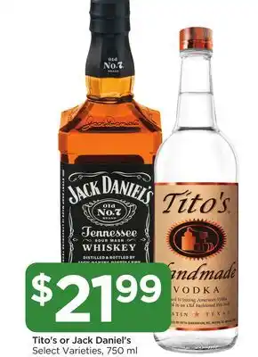 Food 4 Less Tito's or jack daniel's offer