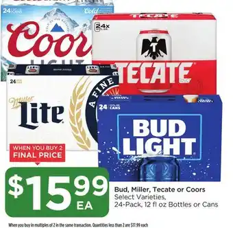 Food 4 Less Bud, miller, tecate or coors offer