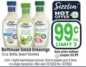 Jewel-Osco Bolthouse salad dressings offer