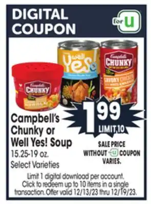 Jewel-Osco Campbell's chunky or well yes! soup offer