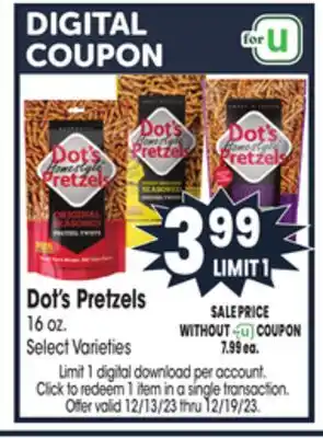 Jewel-Osco Dot's pretzels offer