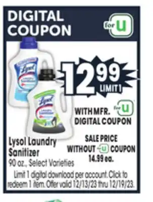 Jewel-Osco Lysol laundry sanitizer offer
