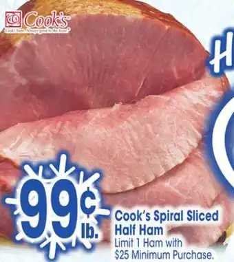 Jewel-Osco Cook's spiral sliced half ham offer
