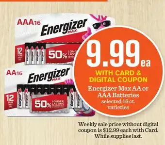 Mariano's Energizer max aa or aaa batteries offer