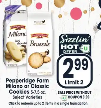 Jewel-Osco Pepperidge farm milano or classic cookies offer