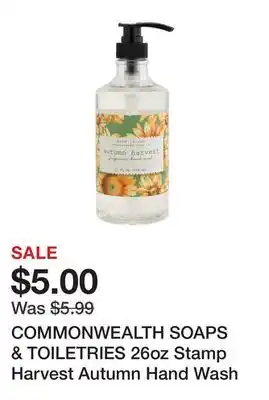 Marshalls Commonwealth soaps & toiletries 26oz stamp harvest autumn hand wash offer