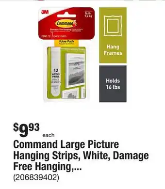The Home Depot Command large picture hanging strips, white, damage free hanging, 12 pairs offer