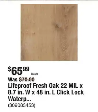 The Home Depot Lifeproof fresh oak 22 mil x 8.7 in. w x 48 in. l click lock waterproof luxury vinyl plank flooring (20.1 sqft/case) offer