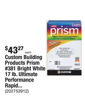 The Home Depot Custom building products prism #381 bright white 17 lb. ultimate performance rapid setting grout offer