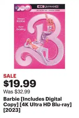 Best Buy Barbie [includes digital copy] [4k ultra hd blu-ray] [2023] offer