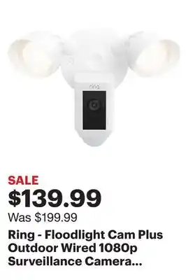 Best Buy Ring - floodlight cam plus outdoor wired 1080p surveillance camera - white offer