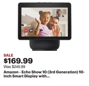 Best Buy Amazon - echo show 10 (3rd generation) 10-inch smart display with alexa - charcoal offer