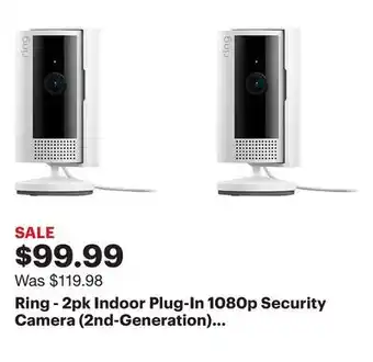 Best Buy Ring - 2pk indoor plug-in 1080p security camera (2nd-generation) with privacy cover - white offer