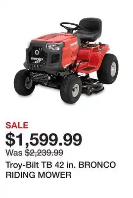 Tractor Supply Company Troy-bilt tb 42 in. bronco riding mower offer