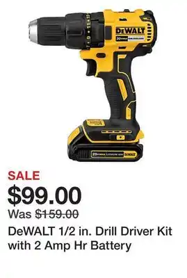 Dewalt 1/2 in. drill driver kit with 2 amp hr battery