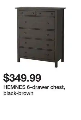 Ikea Hemnes 6-drawer chest, black-brown offer