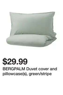 Ikea Bergpalm duvet cover and pillowcase(s), green/stripe offer