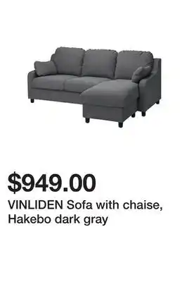Ikea Vinliden sofa with chaise, hakebo dark gray offer