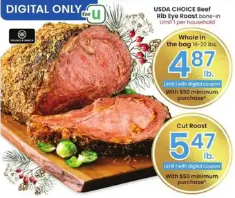 Albertsons USDA CHOICE Beef Rib Eye Roast offer
