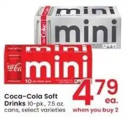 Albertsons Coca-Cola Soft Drinks 10-pk., 7.5 oz. cans offer
