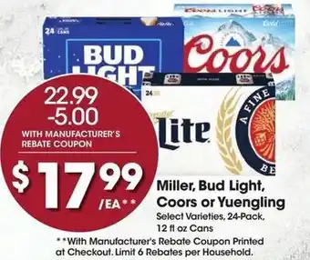 Kroger Miller, Bud Light, Coors or Yuengling offer