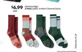 Aldi Adventuridge 2-pack ladies' or men's thermal socks offer