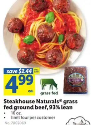 Lidl Steakhouse naturals grass fed ground beef, 93% lean offer