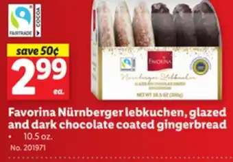 Lidl Favorina nürnberger lebkuchen, glazed and dark chocolate coated gingerbread offer