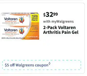 Walgreens 2-pack voltaren arthritis pain gel offer