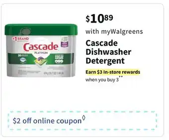 Walgreens Cascade dishwasher detergent offer