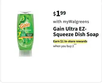 Walgreens Gain ultra ez- squeeze dish soap offer
