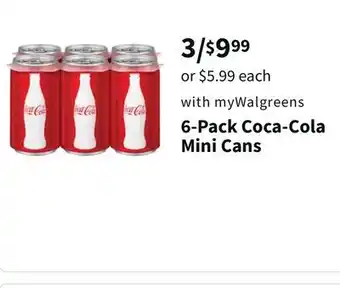 Walgreens 6-pack coca-cola mini cans offer